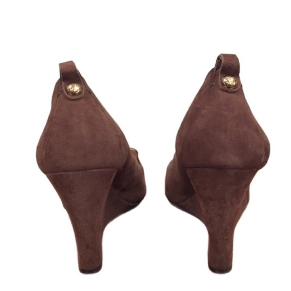 Vince Camuto Fadi Wedge Heels - Taupe Suede Leather, Size 9 - Picture 2 of 3